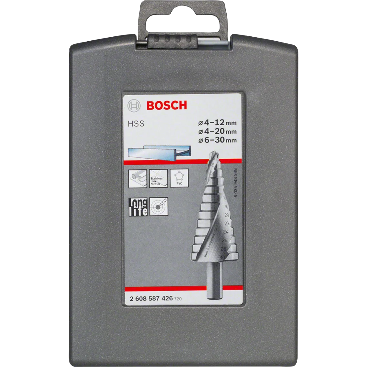 3-piece HSS step drill bit set 4-12/4-20/6-30 — 1