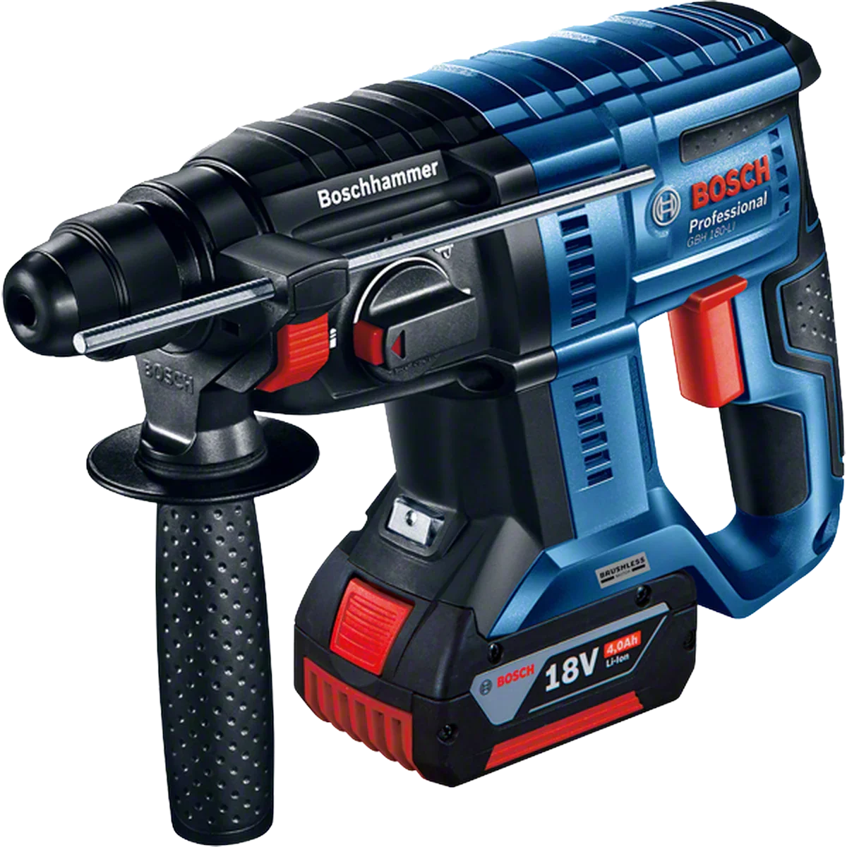 Combo Kit: Cordless combi GSR 185-LI + cordless angle grinder GWS 180-LI + cordless rotary hammer GBH 180-LI + 2 x 4.0 Ah batteries in bag Professional — 1