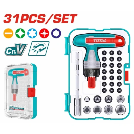 TACSD30316 31 Pcs T-Handle Wrench Screwdriver Set