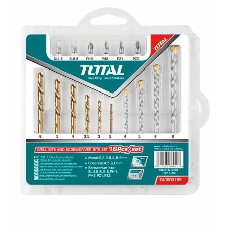 TACSD3165 16 Pcs Drill and Screwdriver Bits Set