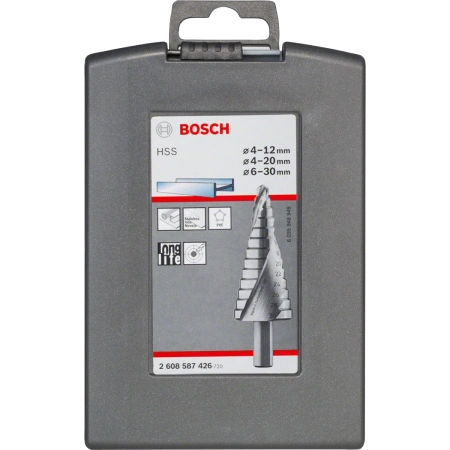 3-piece HSS step drill bit set 4-12/4-20/6-30