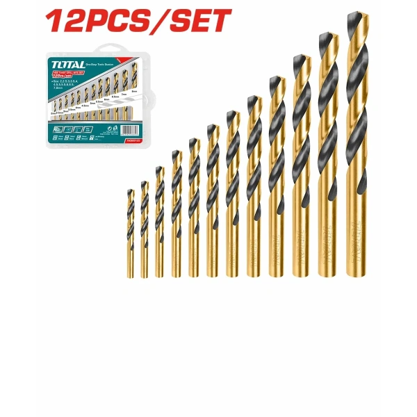 TACSD0125 12 Pcs HSS Twist Drill Bits Set
