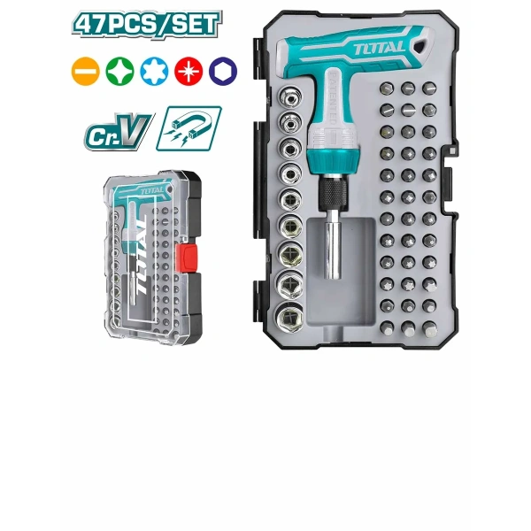 TACSD30476 47 Pcs T-Handle Wrench Screwdriver Set