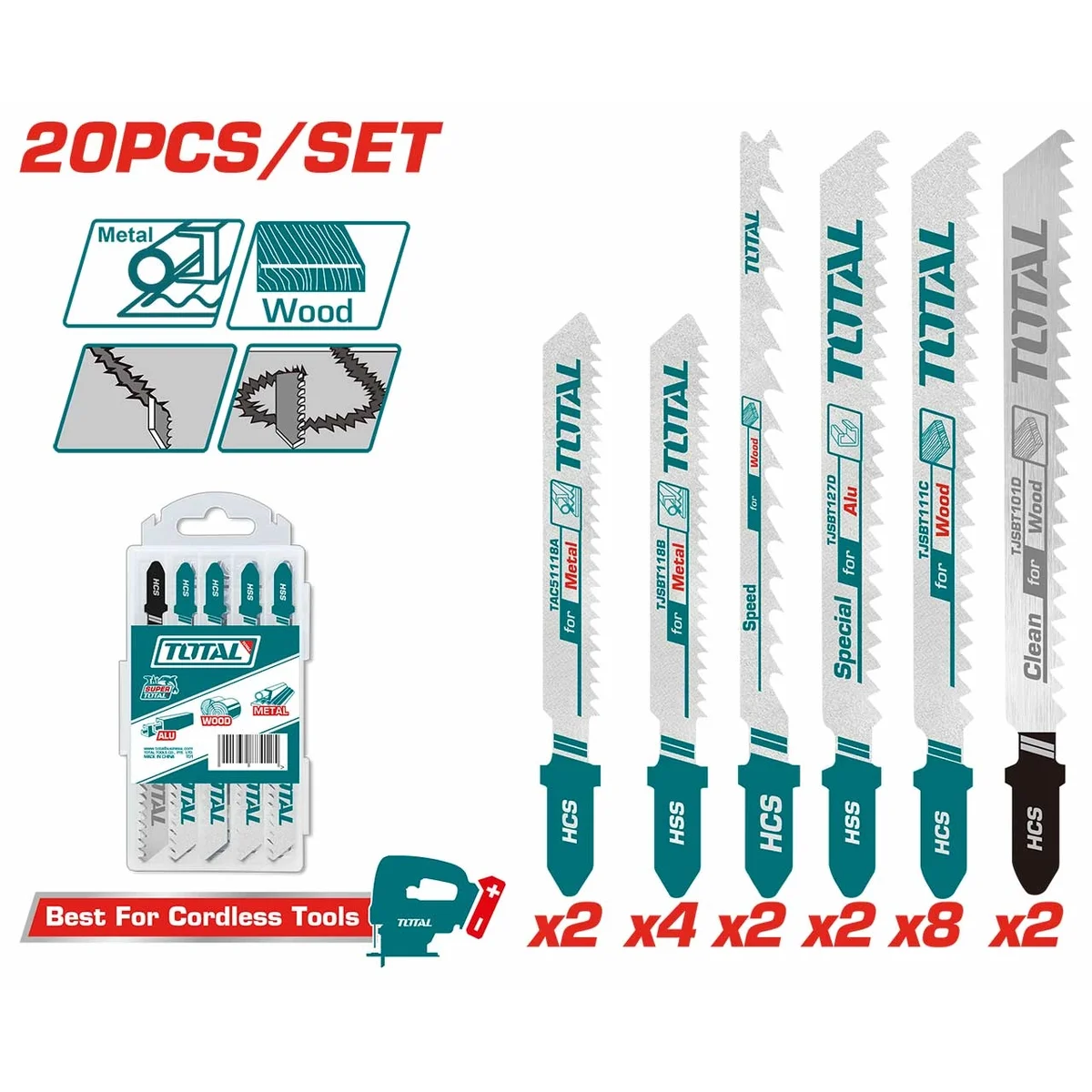 TAC2001 20 Pcs Jig Saw Blade Set