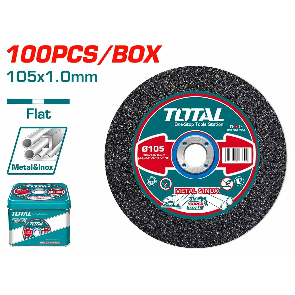 TAC210105100 100 Pcs Abrasive Metal Cutting Disc Set