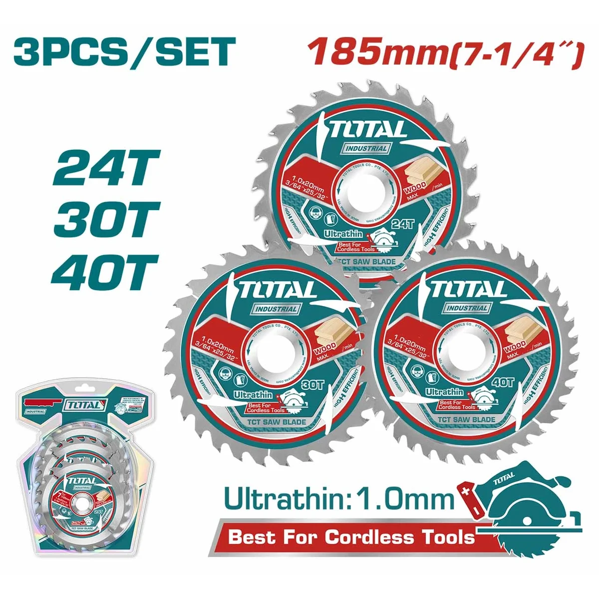 TAC236185 3 Pcs Ultra-thin TCT Saw Blade Set