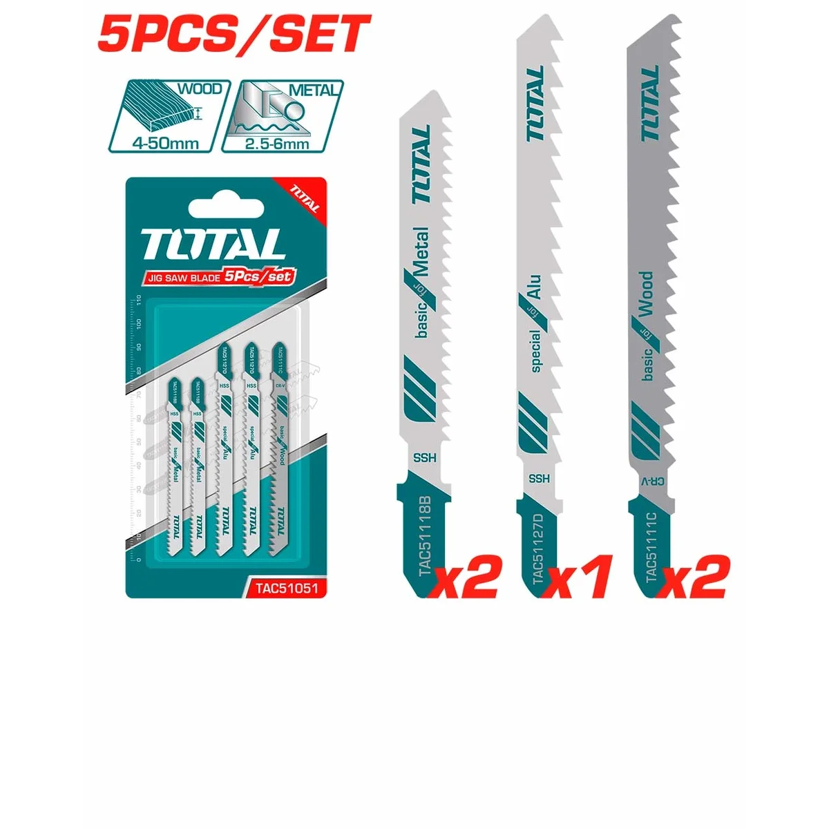 TAC51051 5 Pcs Jig Saw Blade Set