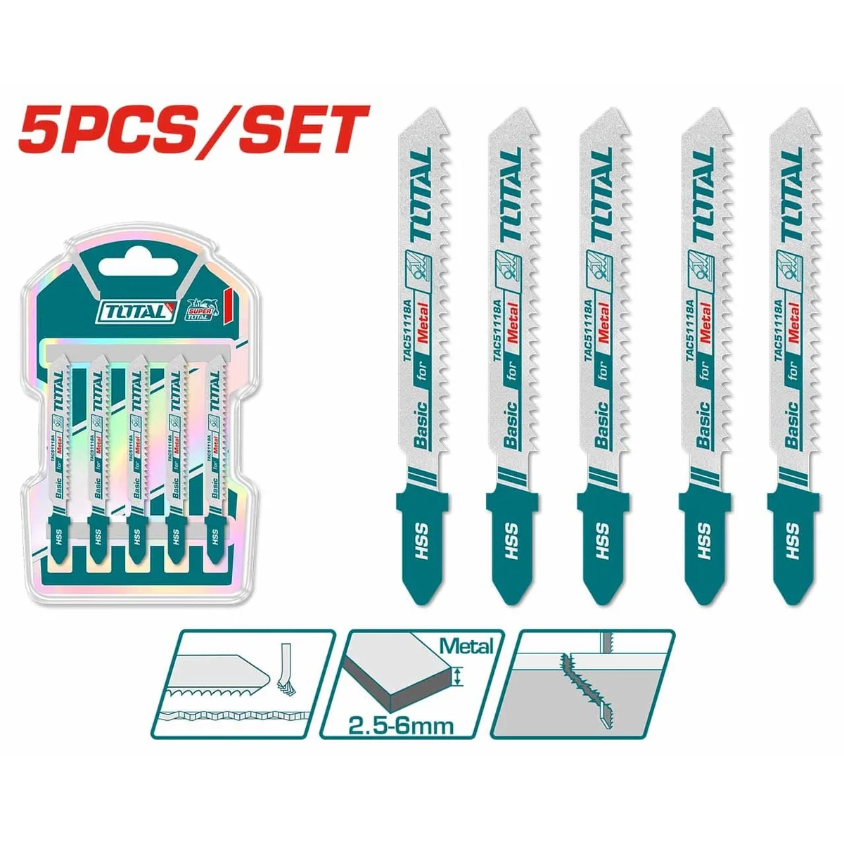 TAC51118A 5 Pcs Jig saw Blade for Metal