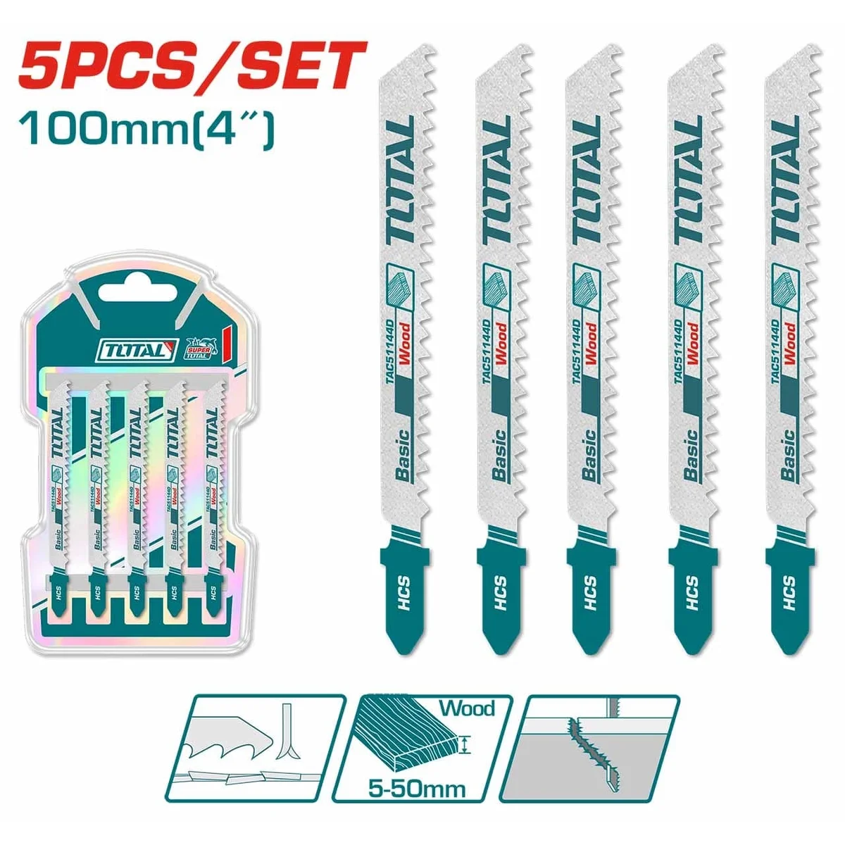 TAC51144D 5 Pcs Jig saw Blade for Wood