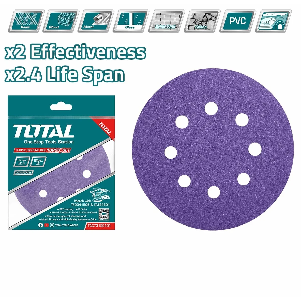 TAC73150101 10 Pcs Purple Sanding Disc