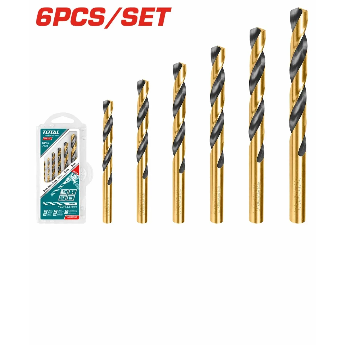 TACSD0605 6 Pcs HSS Twist Drill Bits Set