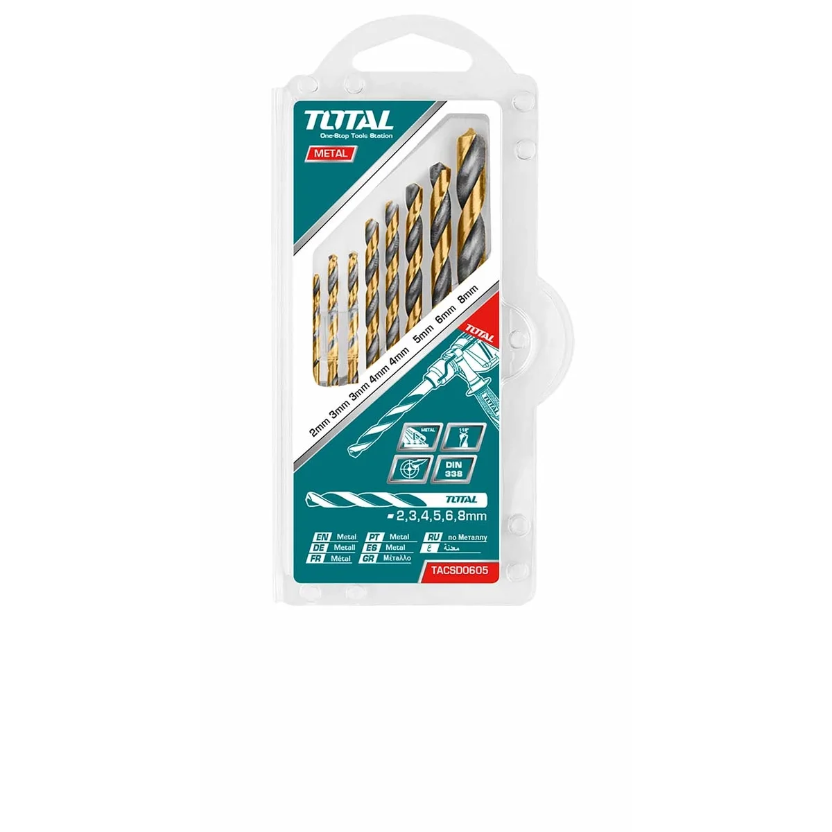 TACSD0801 6 Pcs HSS Twist Drill Bits Set