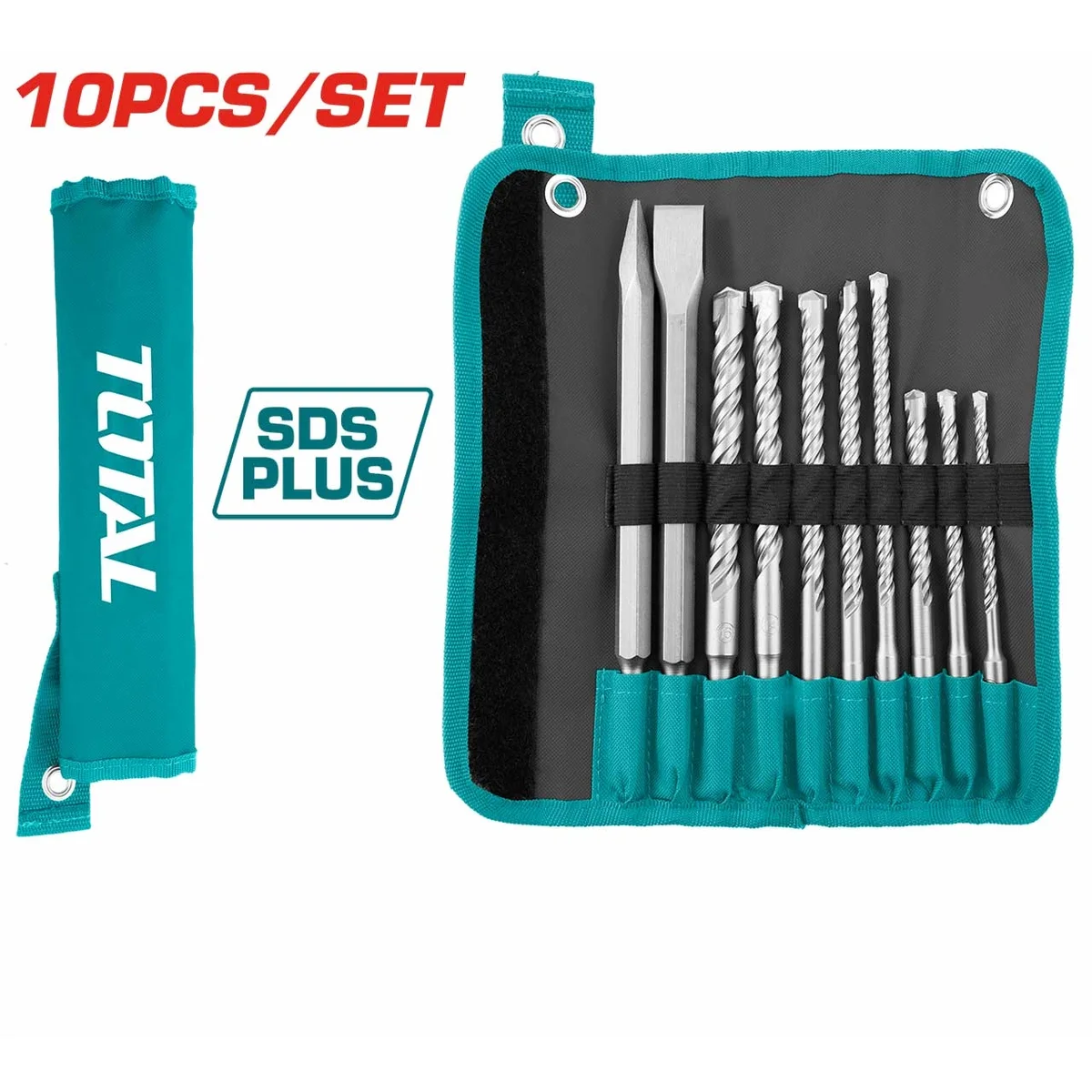 TACSD19101 10 Pcs Hammer Drill Bits & Chisels Set