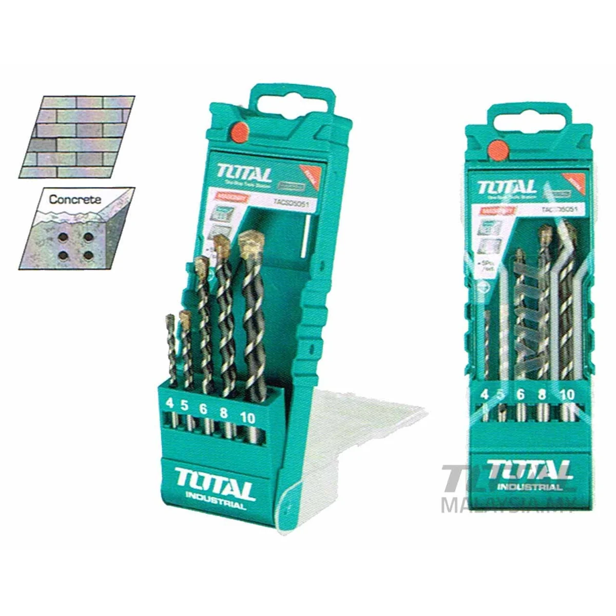 TACSD5051 5 Pcs Masonry Drill Bits Set