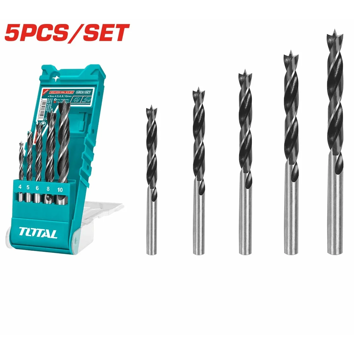 TACSD7056 5 Pcs Wood Drill Bits Set