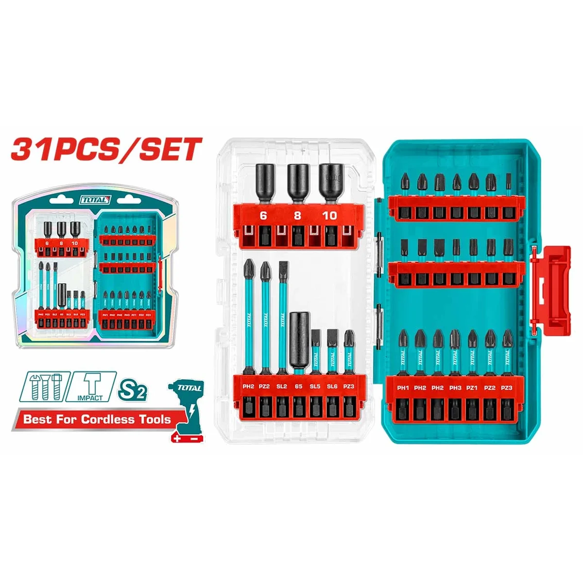 TACSDL11306 31 Pcs Impact Screwdriver Bits Set