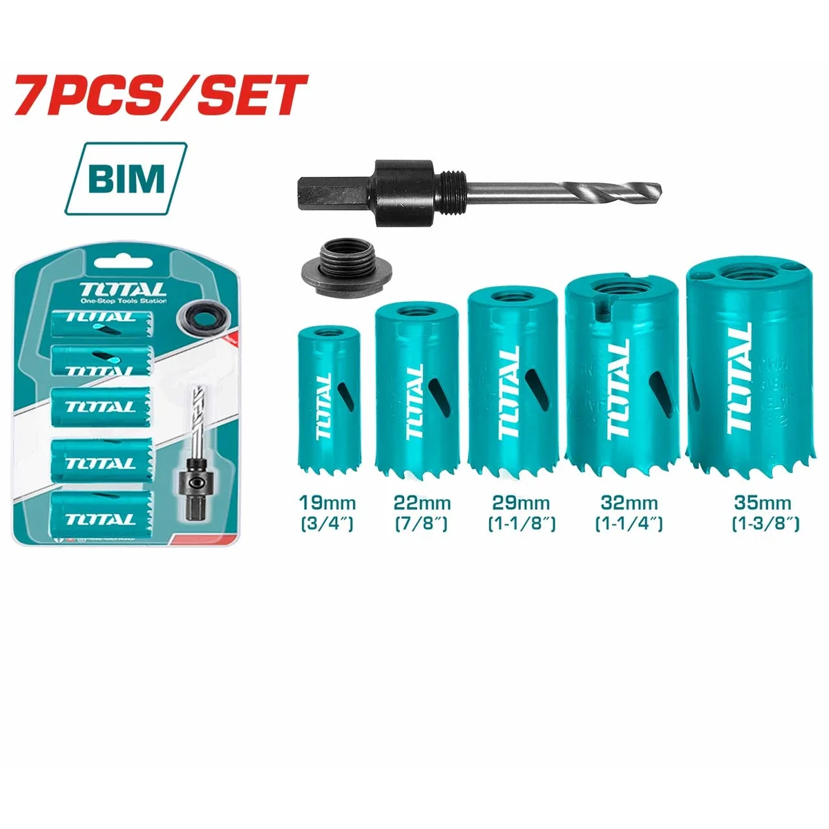 TACSH1071 7 Pcs Bi-metal Hole Saw Set