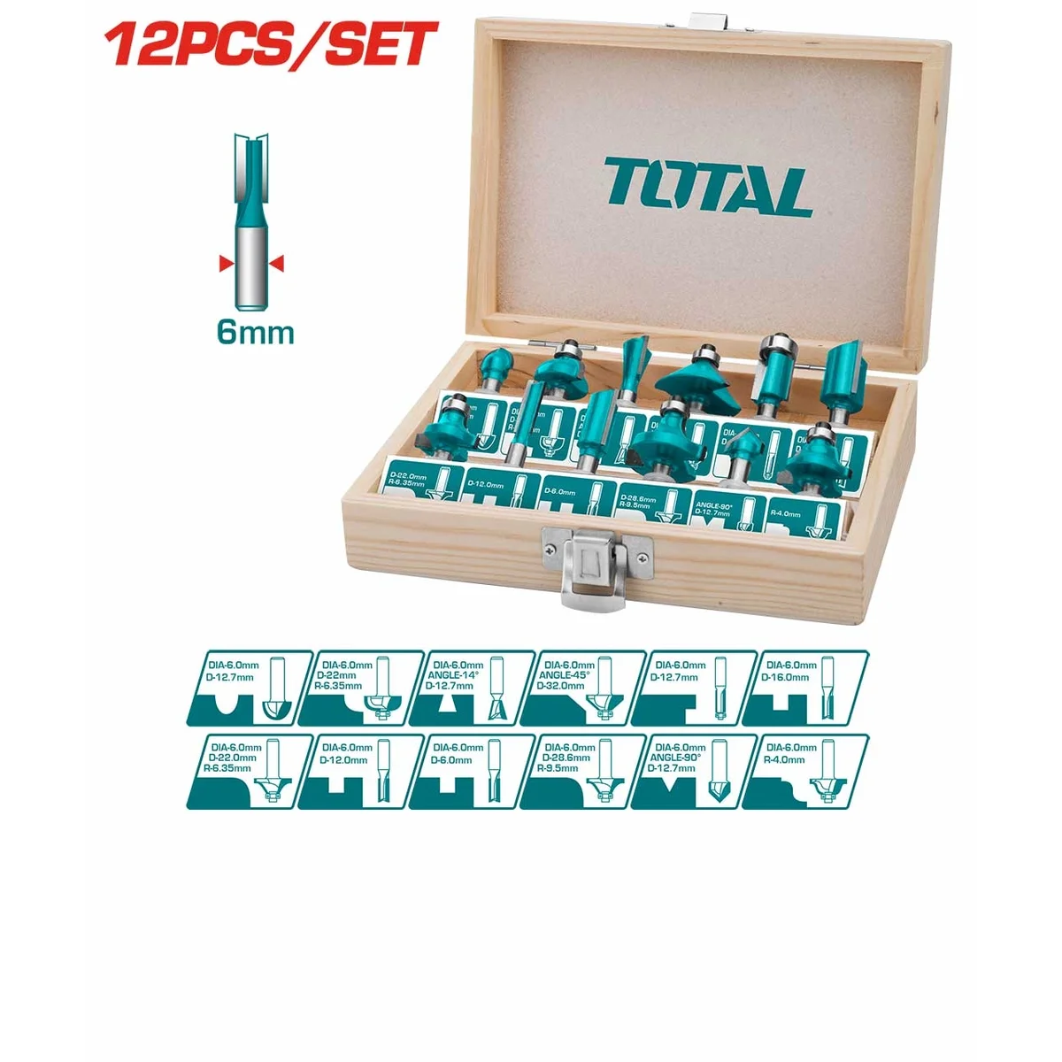 TACSR0121 12 Pcs Router Bit Set