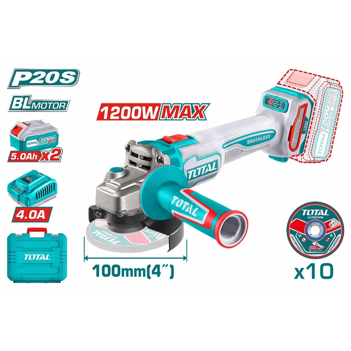 TAGLI2210032 Li-ion Brushless Angle Grinder