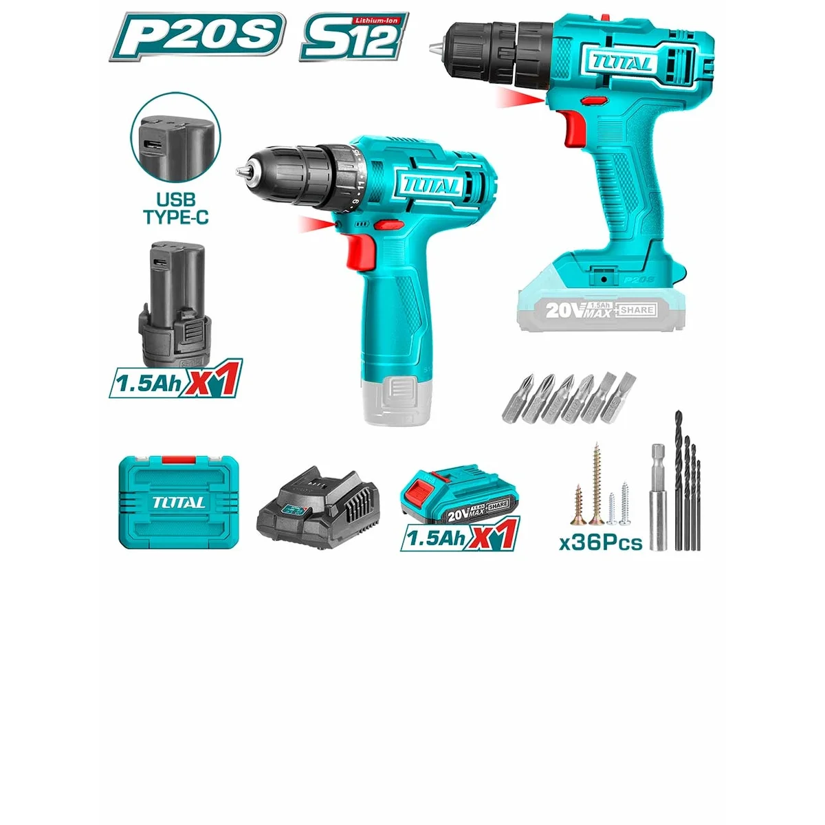 TCKLI20122 Li-ion Cordless 2 Pcs Combo Kit