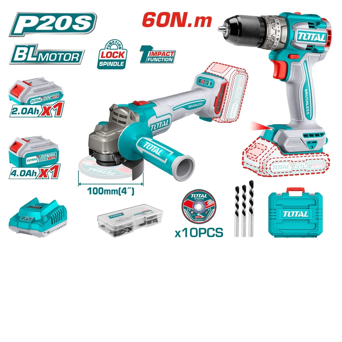 TCKLI2027310 Li-ion Cordless 2 Pcs Combo Kit