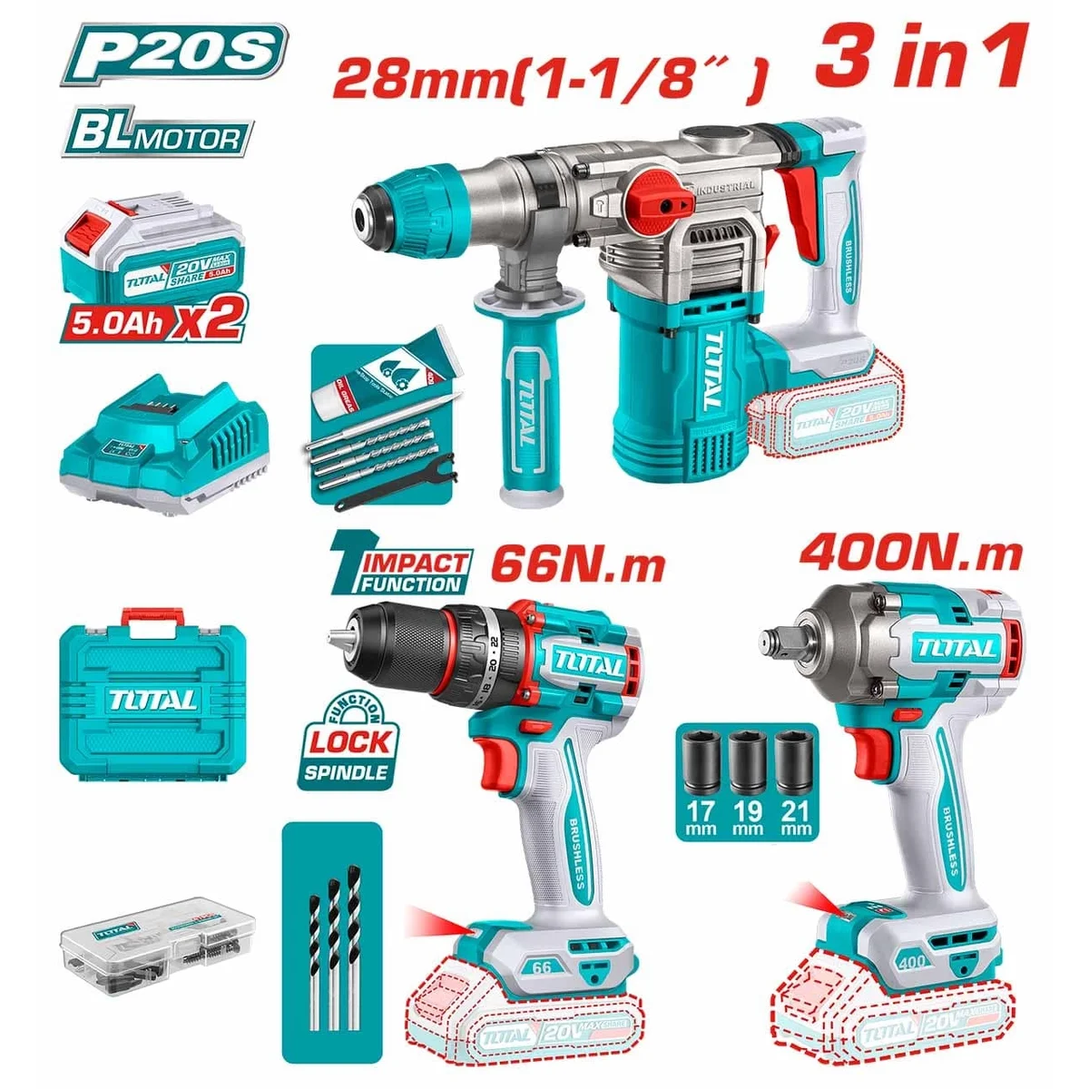 TCKLI20638 Li-ion 3 Pcs Combo Kit