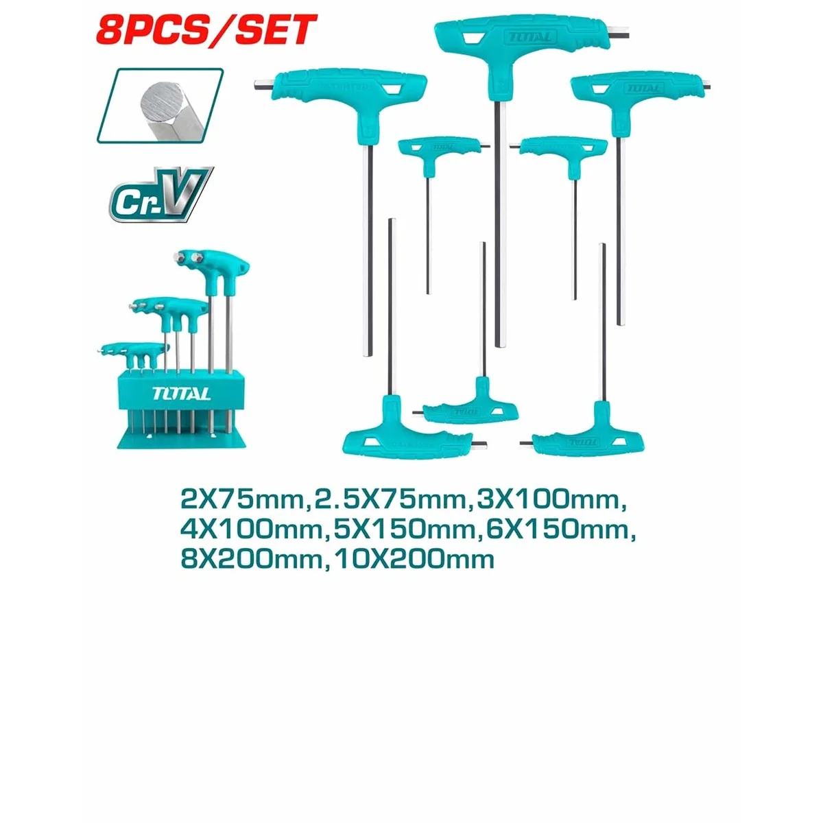 THHW80816 8 Pcs T-handle Hex Wrench Set