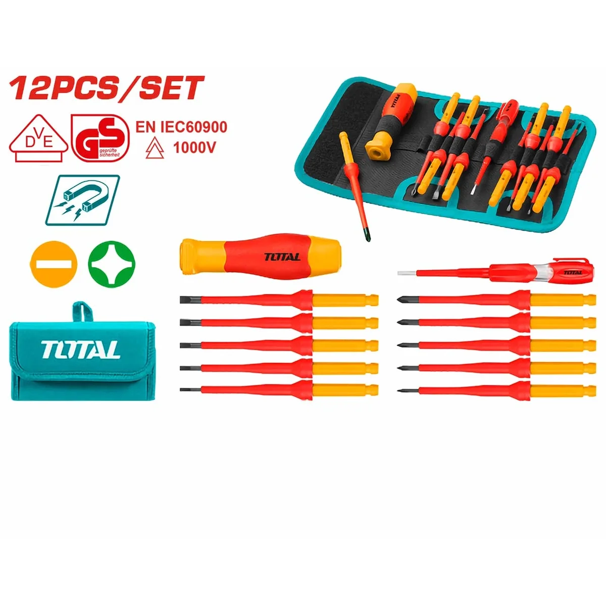 THKISD1201 12 Pcs Interchangeable Insulated Screwdriver Set