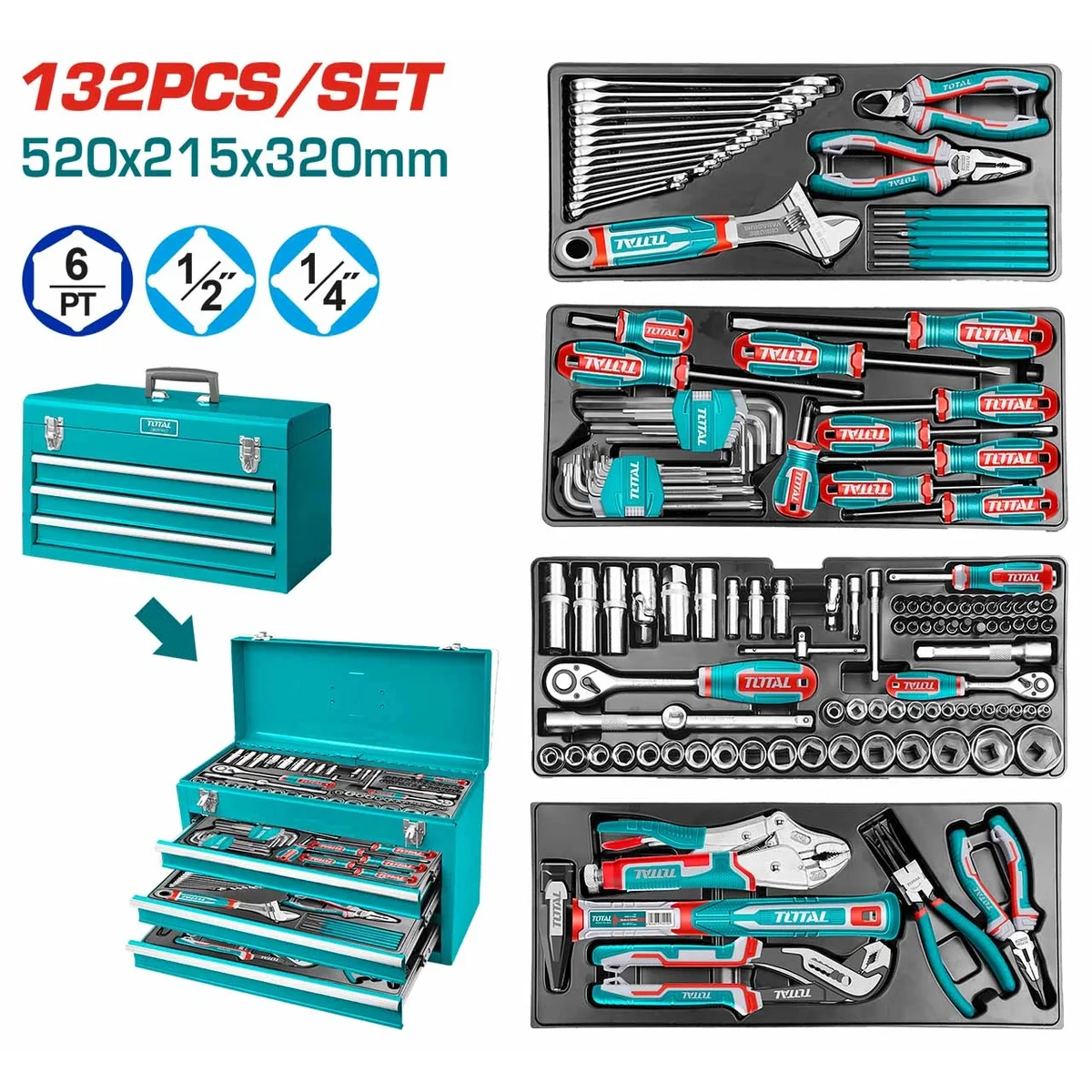 THPTCS71321 132 Pcs Tools Chest Set