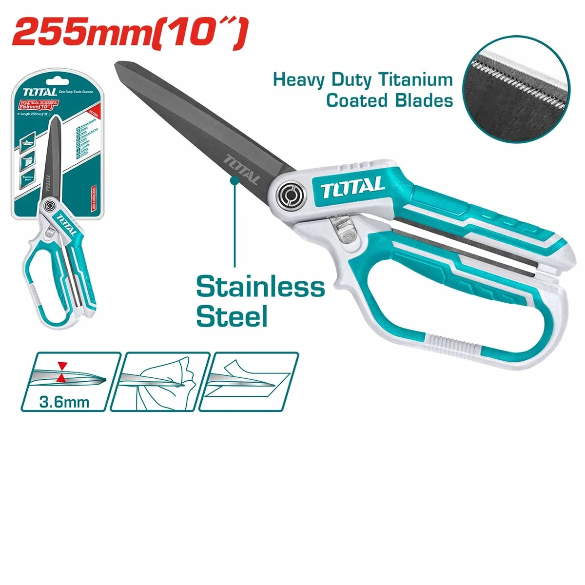 THSCRS832558 Rubber Grip Long Blade Heavy Duty Scissors