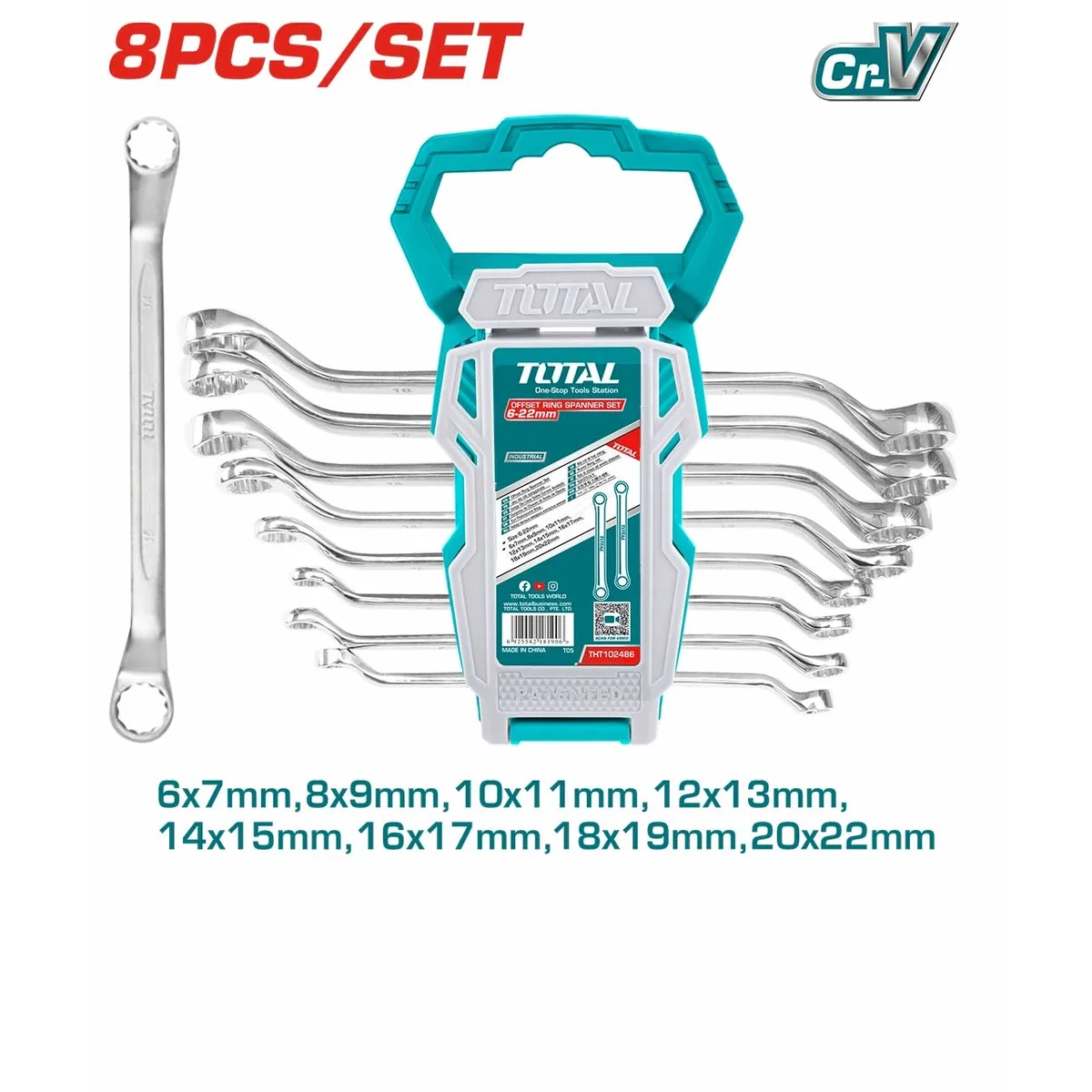 THT102486 8 Pcs Offset Ring Spanner Set