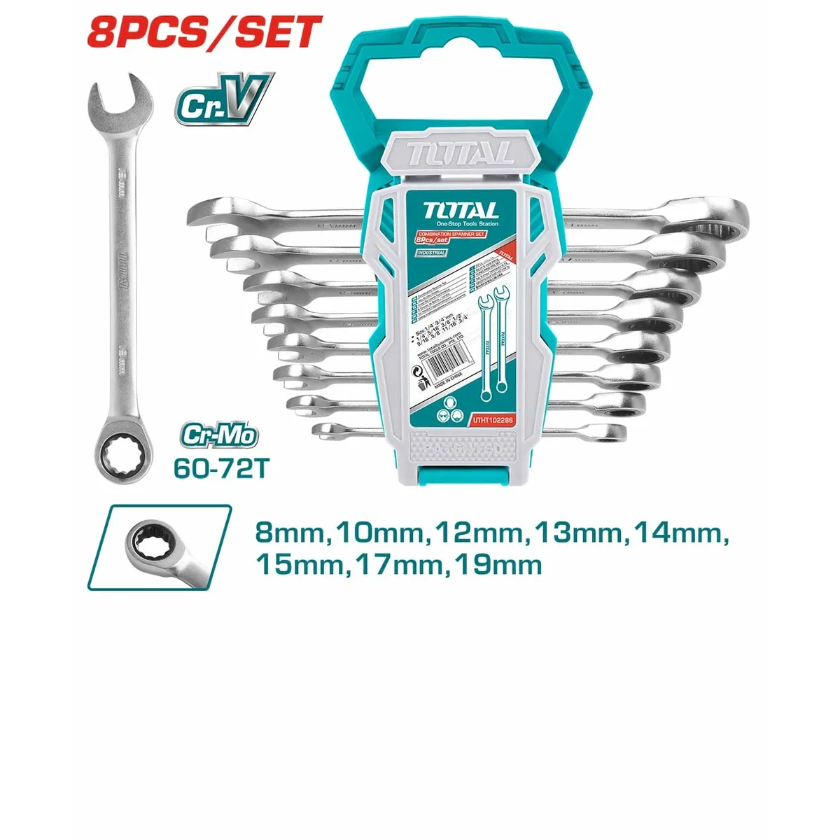 THT102RK086 8 Pcs Ratchet Spanner Set