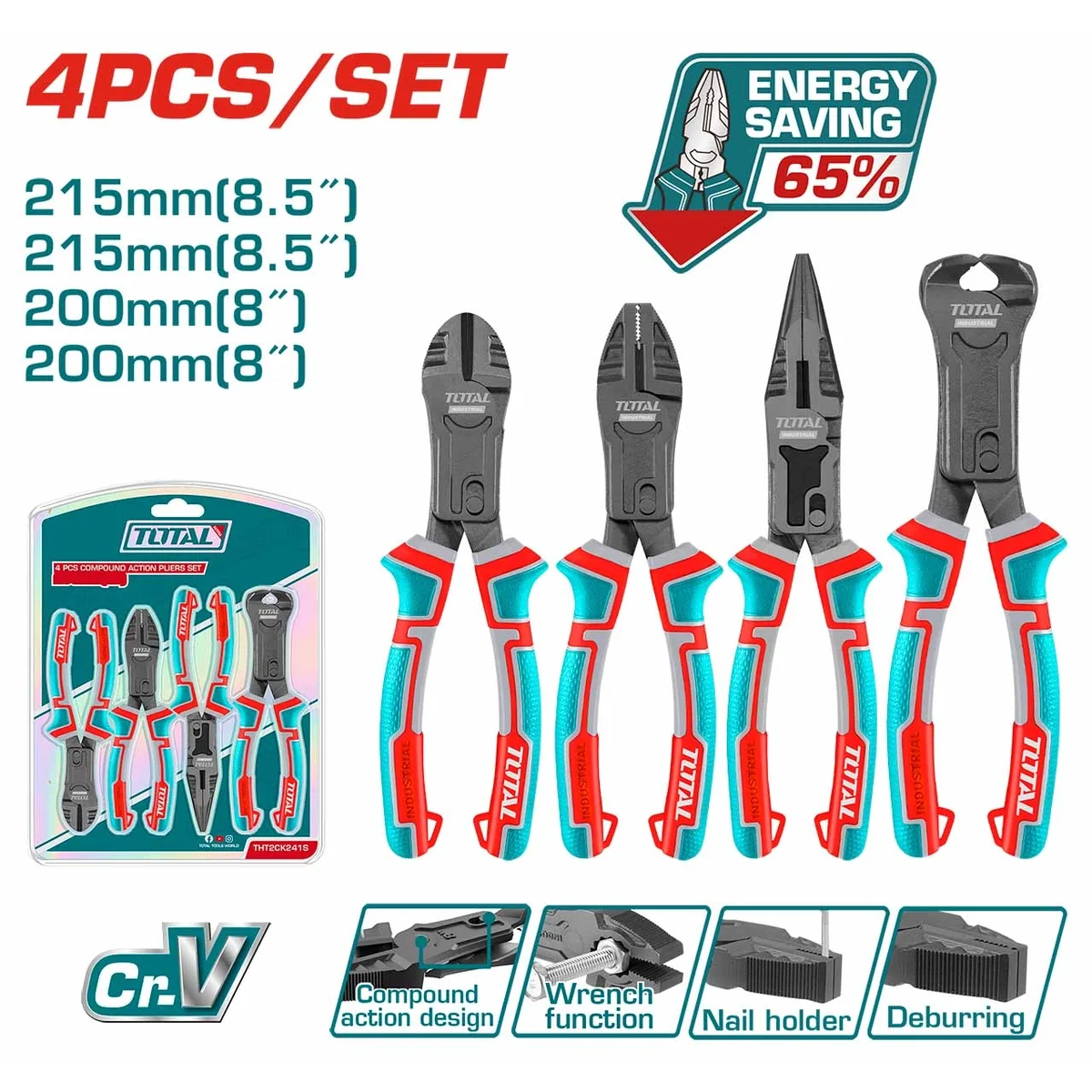 THT2CK241S 4 Pcs Compound Action Pliers Set