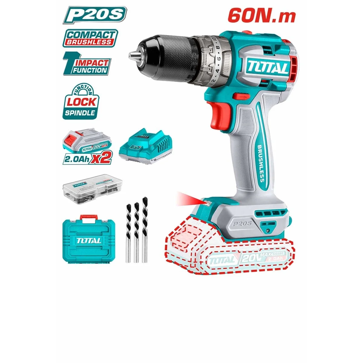 TIDLI20602 Li-ion Compact Brushless Impact Drill