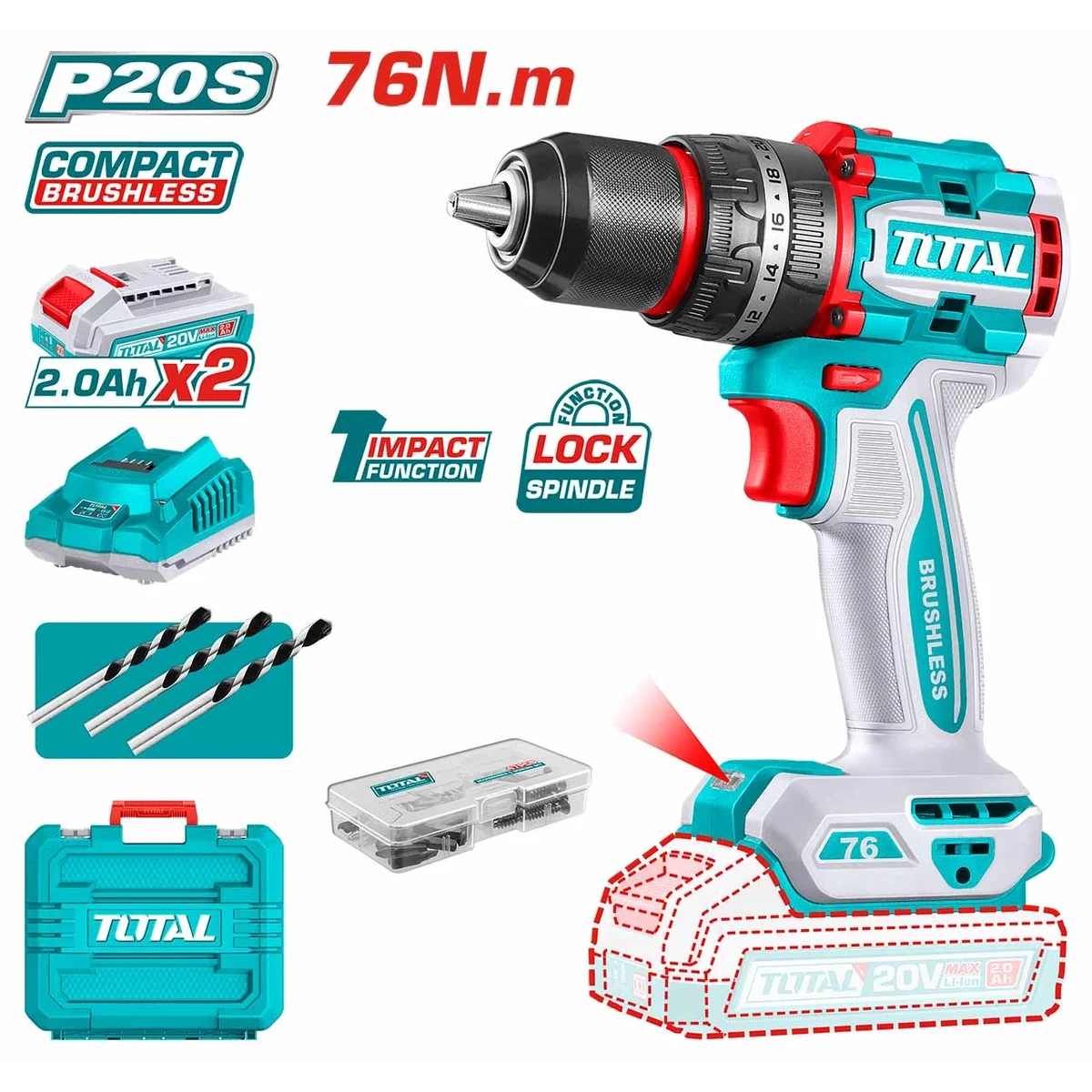TIDLI20768 Li-ion Compact Brushless Impact Drill