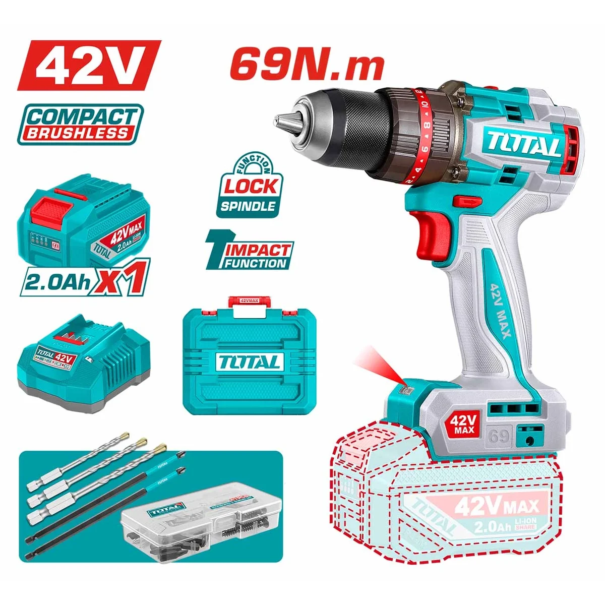 TIDLI426981 Li-ion Compact Brushless Impact Drill