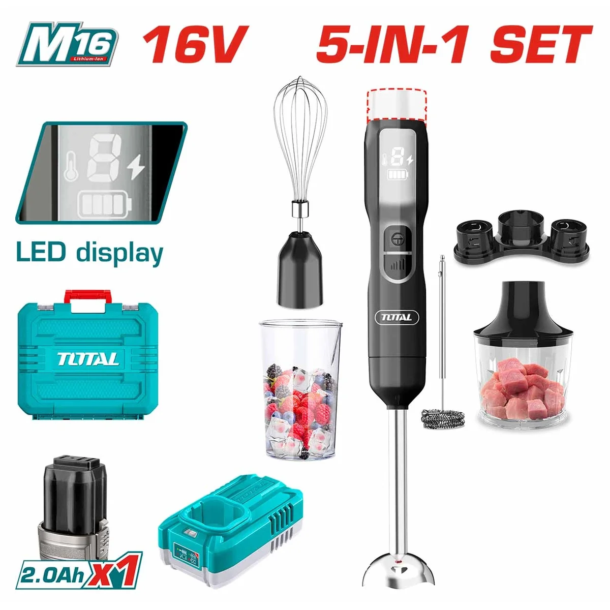 TJB056K 5-in-1 Li-ion Cordless Hand Blender Set