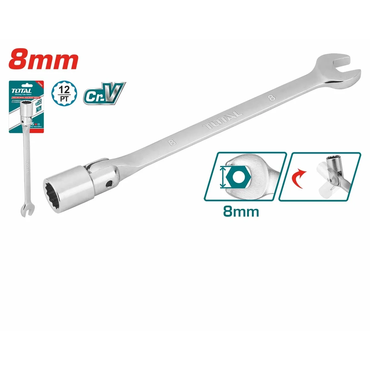 TOESH081 Open End Swivel Head Socket Spanner