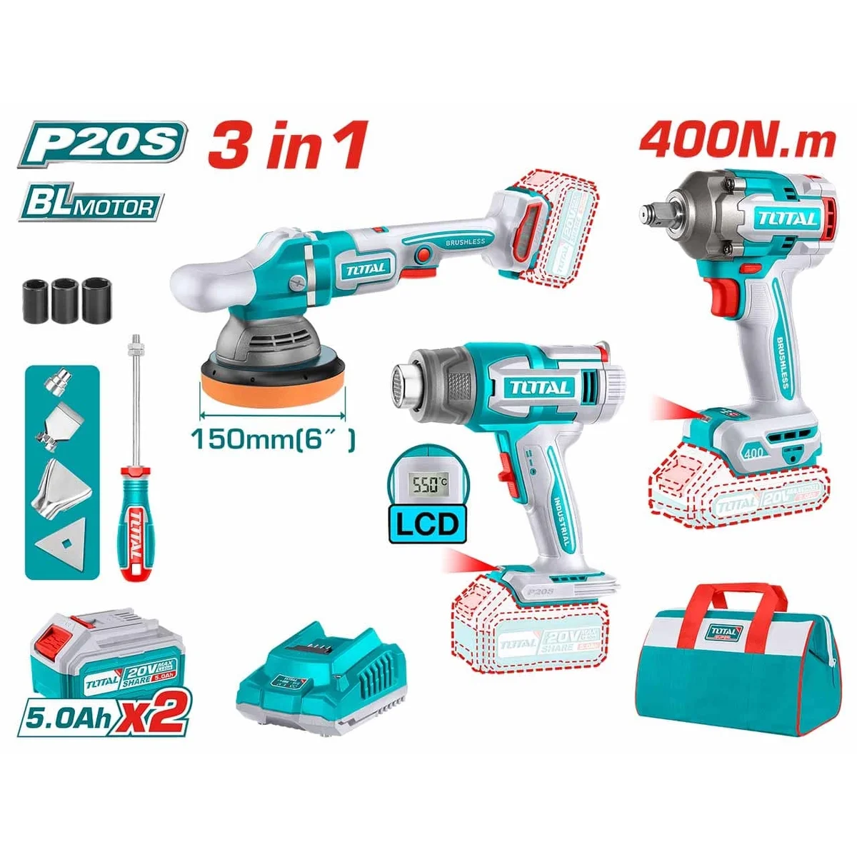 TOSLI240863 Li-ion 3 Pcs Combo Kit