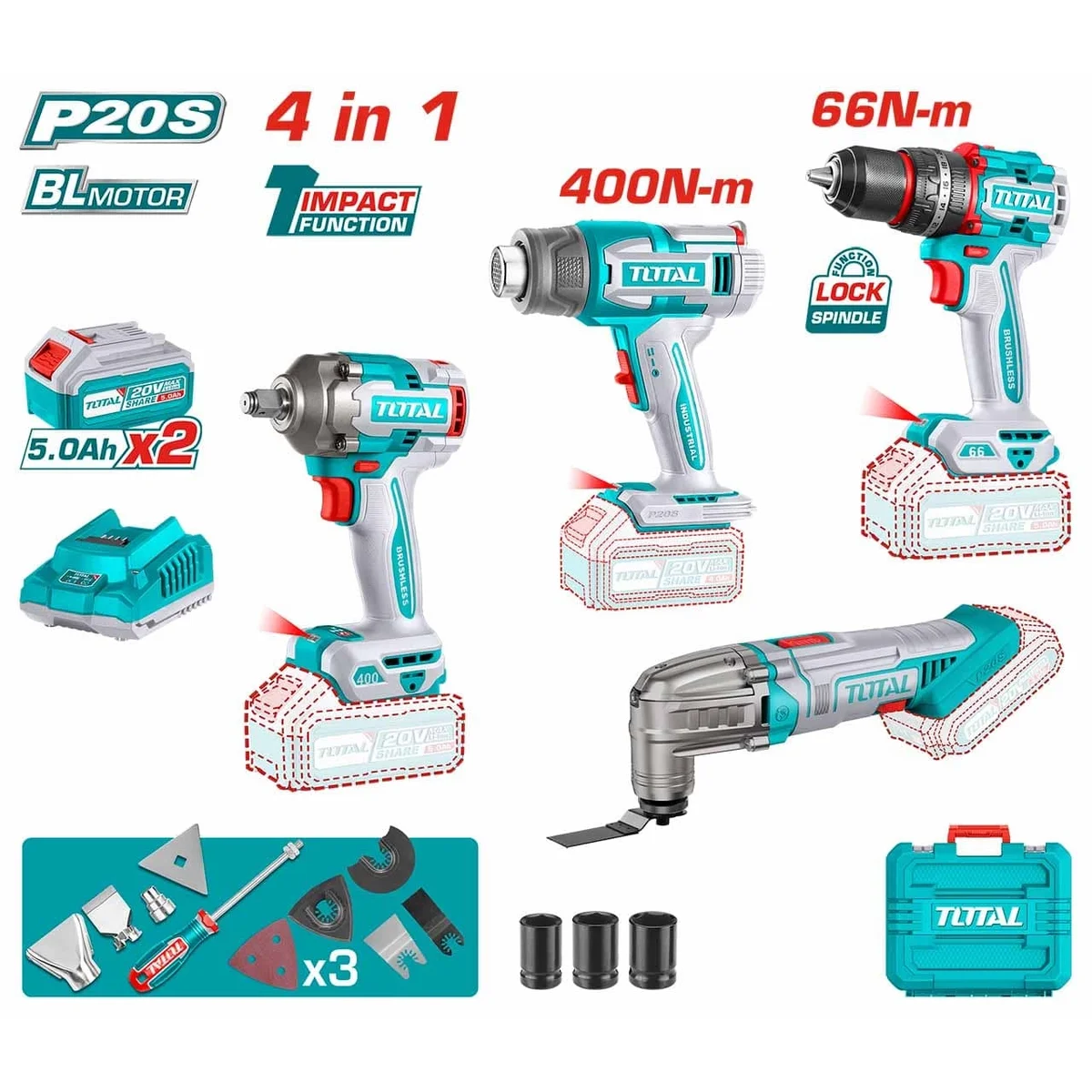 TOSLI240969 Li-ion 4 Pcs Combo Kit