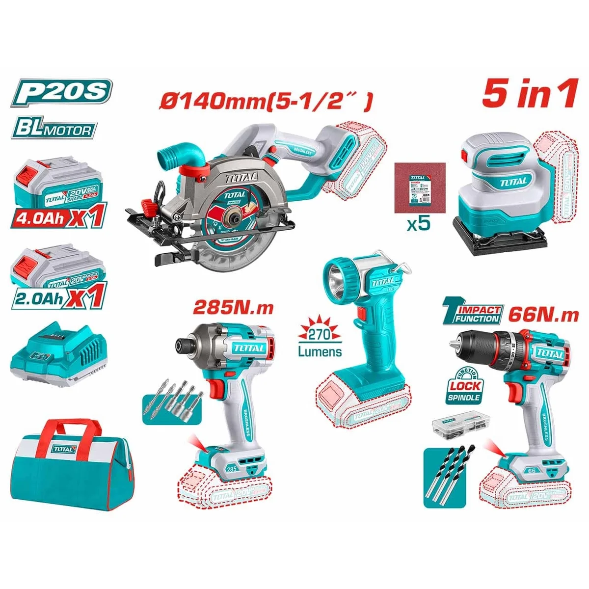 TOSLI241081 Li-ion 5 Pcs Combo Kit