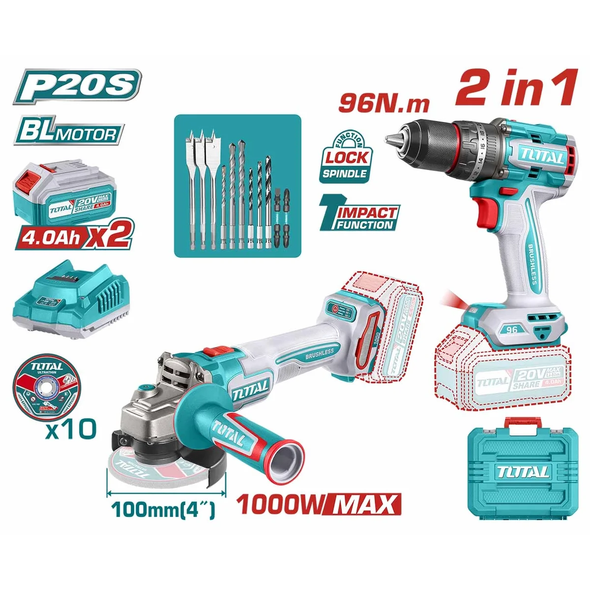 TOSLI24129810 Li-ion 2 Pcs Combo Kit