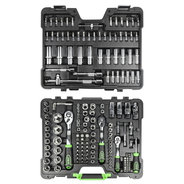 179-PIECE TOOL CASE WITH 1/4", 3/8" AND 1/2" HEX SOCKETS – CHROME FINISH