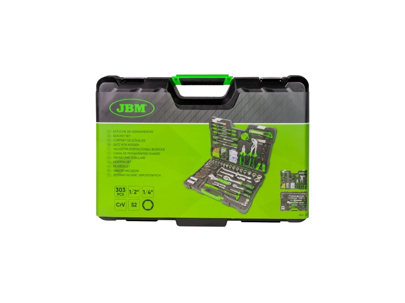 302-PIECE TOOL CASE WITH 1/2" AND 1/4" HEX SOCKETS – ZINC-PLATED FINISH